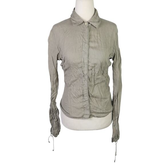 Mason's Woman Rites Taupe Grey Linen Snap Front Top S - Picture 1 of 7